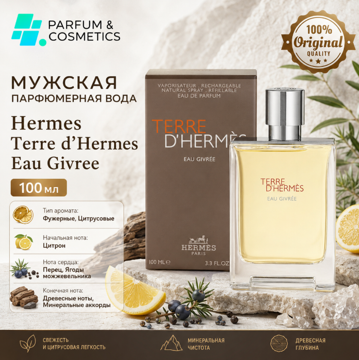 Мужская парфюмерная вода Hermes Terre d'Hermes Eau Givree, 100 мл